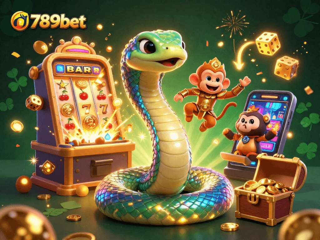 Spin the reels at 789bet with a vibrant jackpot scene featuring lucky symbols and charismatic characters.