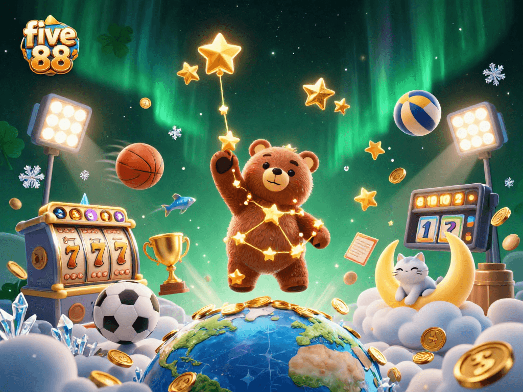 Catch golden coins at five 88 with enchanting 3D characters and dynamic casino elements.
