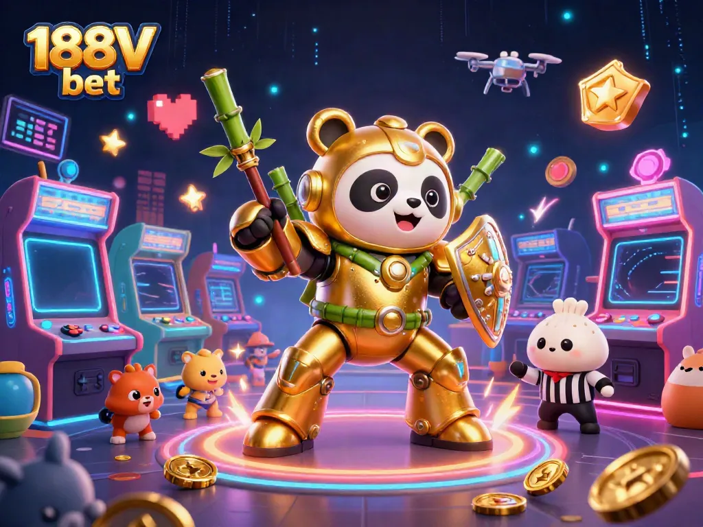 Experience thrilling gameplay with 188V bet in a vibrant 3D arena filled with arcade elements.