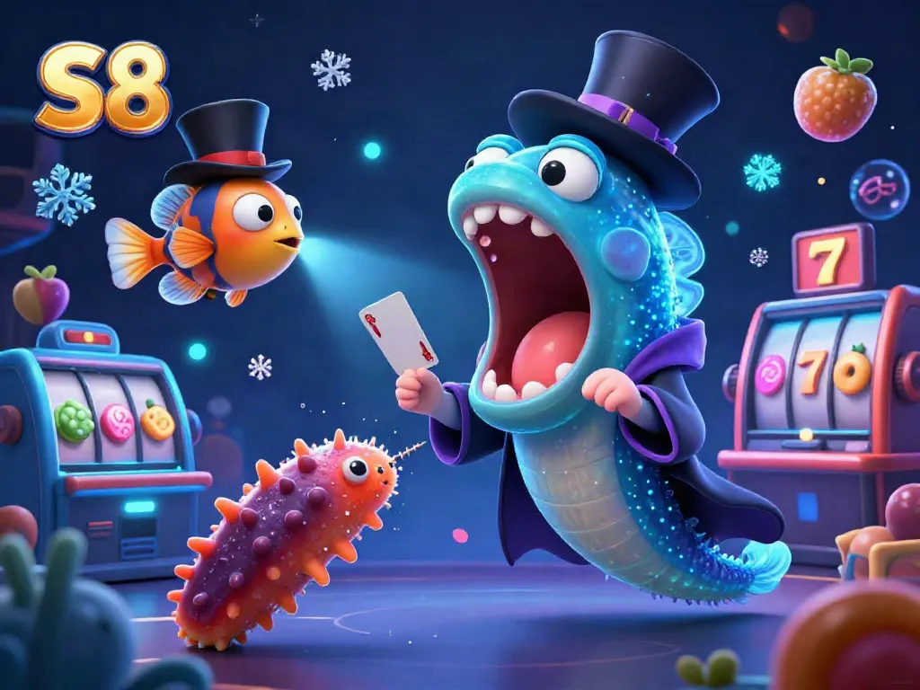 Experience thrilling card tricks at S8’s dynamic casino with a magician eel and anglerfish spotlighting the action.