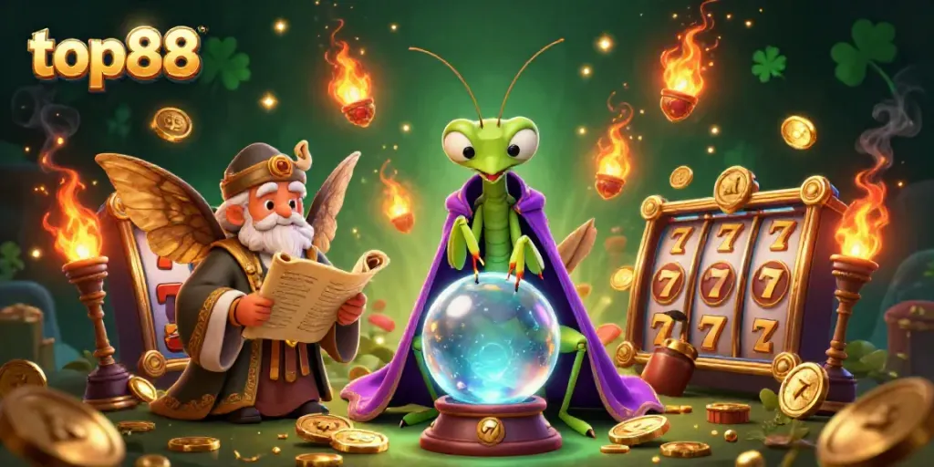 Experience thrilling gameplay with top88’s vibrant slot machines as fortune tellers guide players.