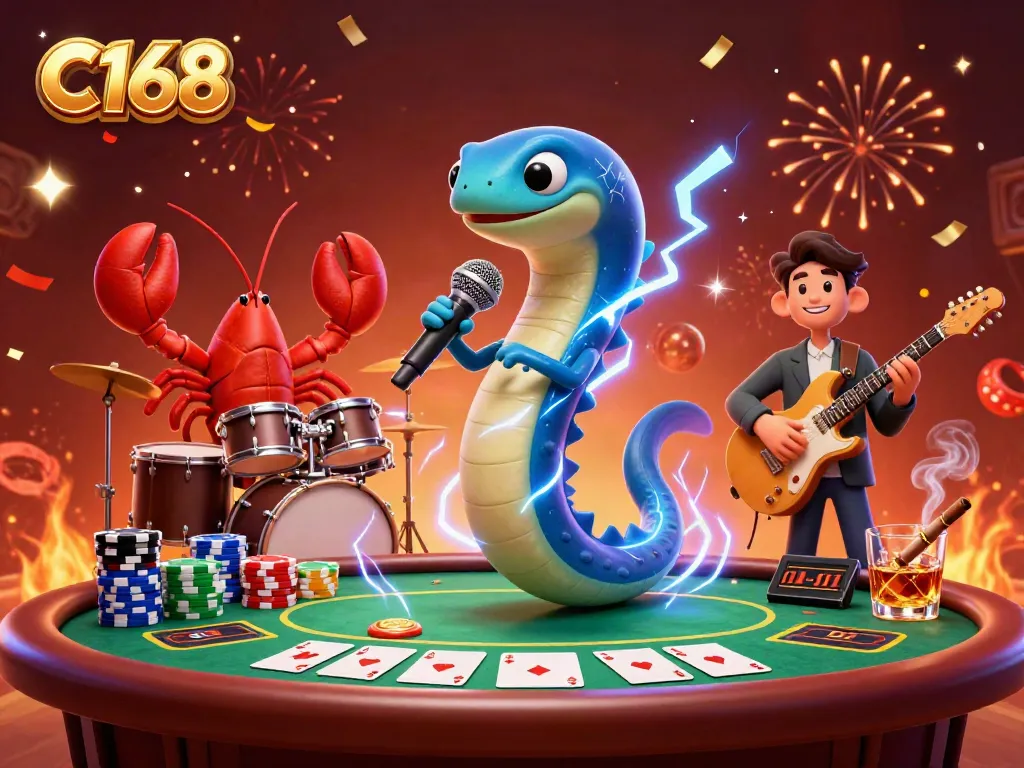 Experience the thrill of C168 with an electric eel DJ and dynamic casino atmosphere.