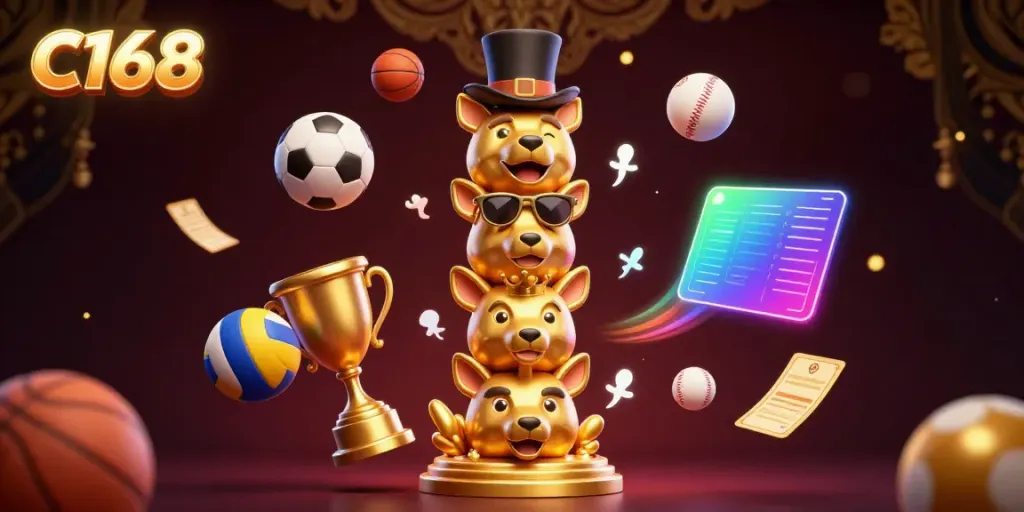 Experience thrilling casino games and sports excitement with C168's vibrant 3D illustrations.