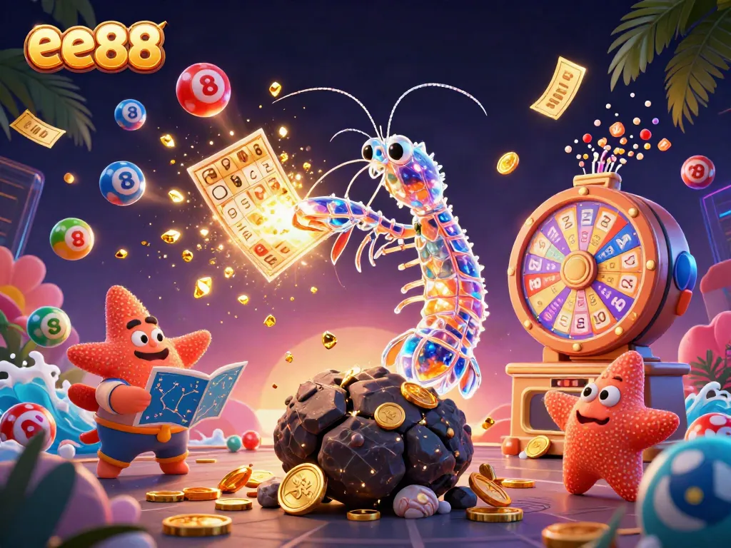 Engage with ee88, where a vibrant 3D samurai mantis shrimp explodes asteroids into gems, enhancing gaming experiences.