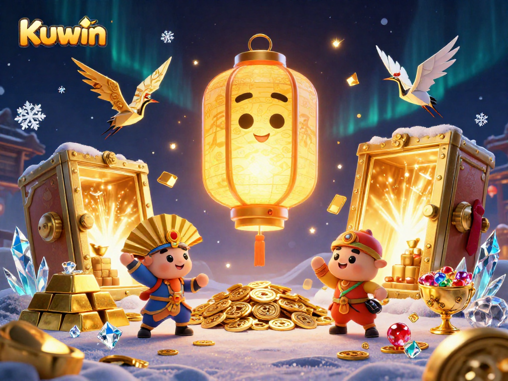 Kuwin offers an exciting casino experience with vibrant graphics featuring golden elements and dynamic game visuals.