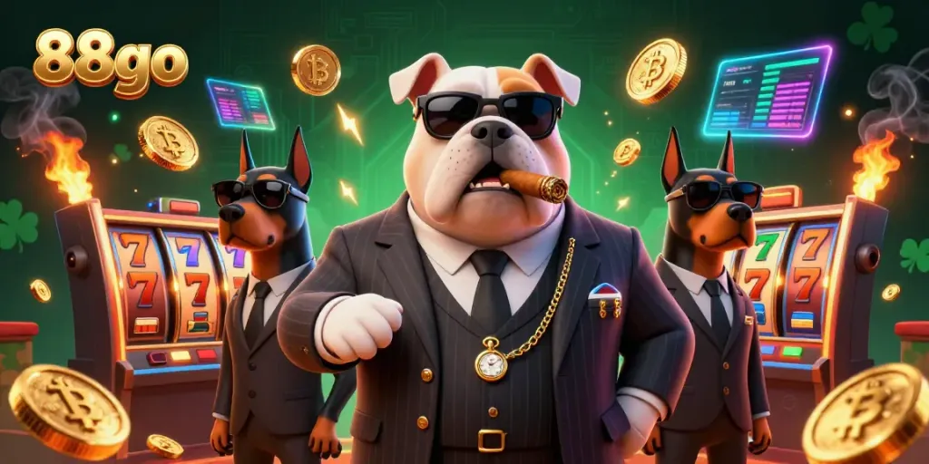Experience thrilling wins at 88go with a mafia boss bulldog in a rich casino scene.