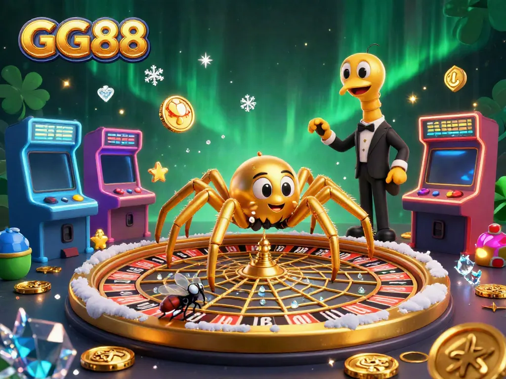 Experience the vibrant world of online gaming with GG88, featuring a golden spider and a centipede croupier.